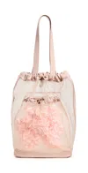 Simone Rocha Sheer Stuffed Carnation Drawstring Pocket Tote Bag Nude In Nude