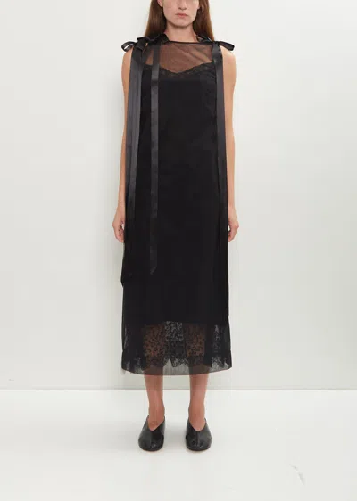 Simone Rocha Sheer Tulle Satin Bows Dress In Black