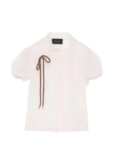 Simone Rocha Sheer-finish Puff-sleeve Blouse In Pink