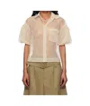 Simone Rocha Short Bow Puff Sleeve Shirt In Brown