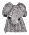Simone Rocha Short Double Bow Smock Mini Dress In Gray