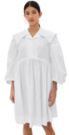 Simone Rocha Short Sailor Collar Puff Sleeve Shirt Dress White/pearl In White/pearl