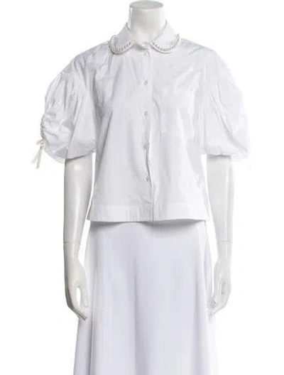 Pre-owned Simone Rocha Short Sleeve Button-up Top In White