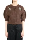 Simone Rocha Embellished Wool-blend Cardigan In Brown