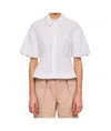 Simone Rocha Puff Sleeves White Shirt With Pearl-embellished Collar In White Pearl
