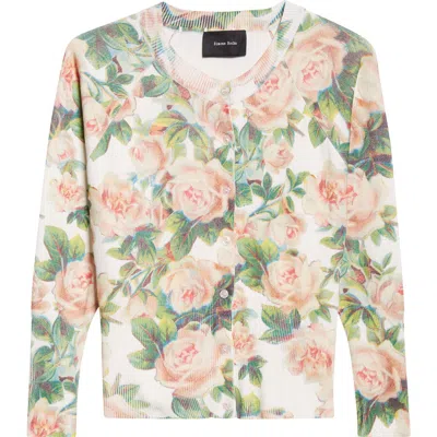 Simone Rocha Shrunken Floral Knit Jumper In Brown