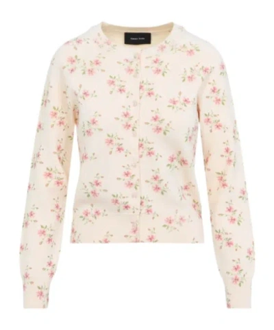 Simone Rocha Shrunken Floral Cardigan In Multi