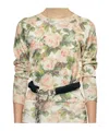 Simone Rocha Shrunken Floral Knit Jumper In Brown