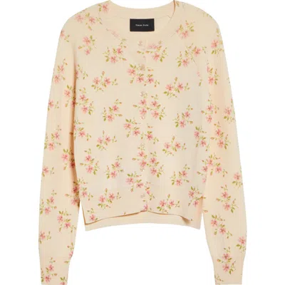 Simone Rocha Shrunken Tiny Flower Cardigan In Pink