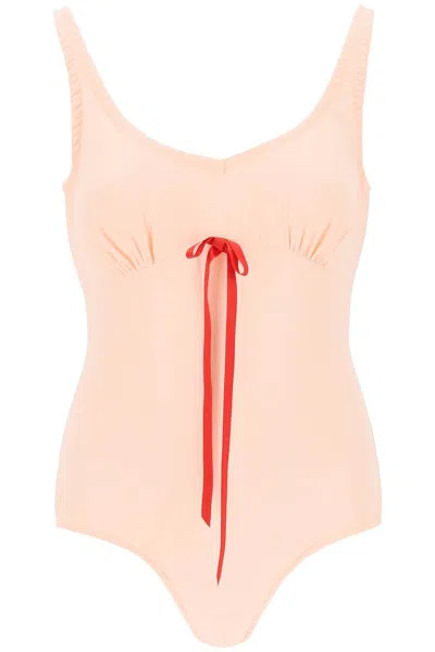 SIMONE ROCHA SILK BLEND BODYSUIT WITH BOW DETAIL