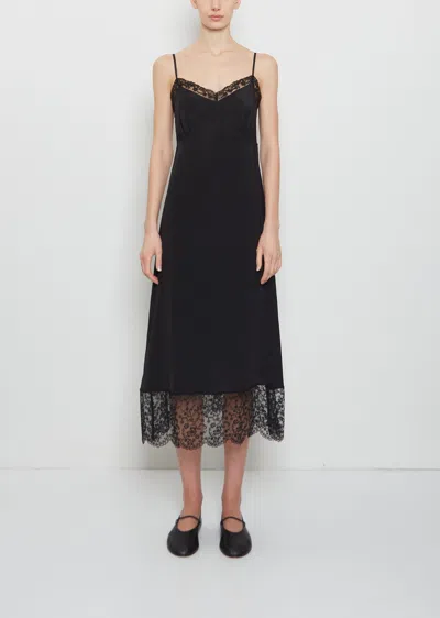 Simone Rocha Silk Blend Lace Trim Slip Dress In Black
