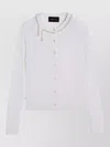 Simone Rocha Merino Silk Cardigan With Embroidered Pearl Neckline In White