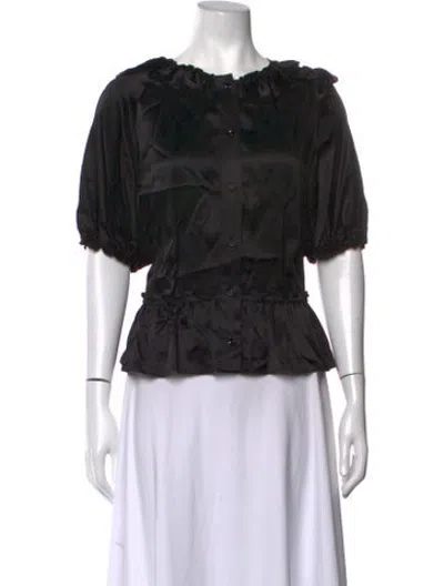 Pre-owned Simone Rocha Silk Crew Neck Blouse In Black