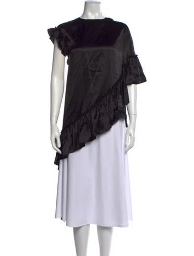 Pre-owned Simone Rocha Silk Crew Neck Blouse In Black