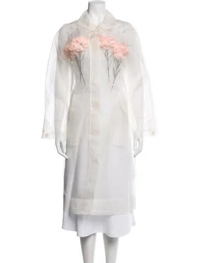 Pre-owned Simone Rocha Silk Floral Print Coat W/ Tags In White