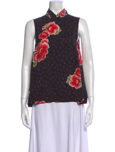 Pre-owned Simone Rocha Silk Floral Print Top In Multicolor