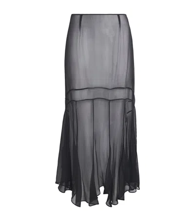 Simone Rocha Silk Georgette Midi Skirt In Black