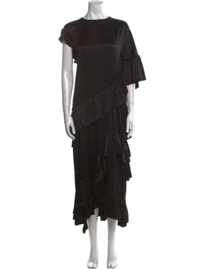 Pre-owned Simone Rocha Silk Long Dress In Black