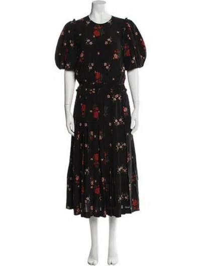 Pre-owned Simone Rocha Silk Long Dress In Black