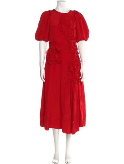 Pre-owned Simone Rocha Silk Long Dress In Red