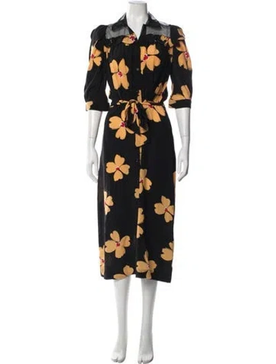 Pre-owned Simone Rocha Silk Midi Length Dress In Black