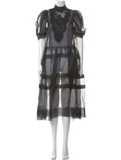 Pre-owned Simone Rocha Silk Midi Length Dress In Gray