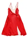 Simone Rocha Ruffled Pleated Jersey-trimmed Silk-satin Mini Dress In Red