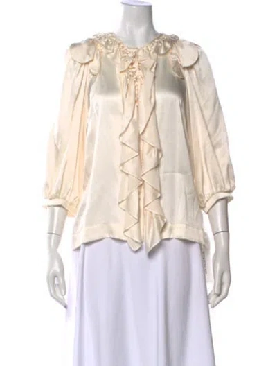 Pre-owned Simone Rocha Silk Tie Neck Blouse In Neutral
