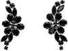 Simone Rocha Silver & Black Floral Crystal Half Moon Earrings In Jet