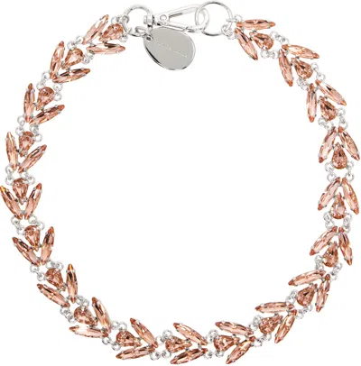 Simone Rocha Silver & Pink Crystal Floret Necklace In Metallic