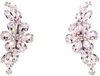 Simone Rocha Silver & Pink Floral Crystal Half Moon Earrings In Pale Pink