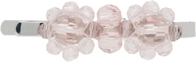 Simone Rocha Silver & Pink Mini Flower Hair Clip In Pale Pink