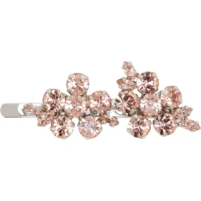 Simone Rocha Silver & Pink Mini Hellebore Flower Hair Clip In Rose