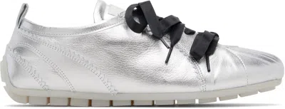 Simone Rocha Ballerina Grip Metallic Leather Sneakers In Gray