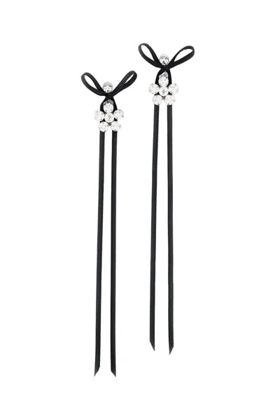 Simone Rocha Silver Black Crystal Pearl Drop Earrings