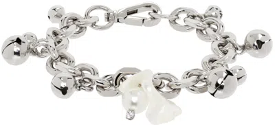 Simone Rocha Silver Charm Bracelet In Pearl/crystal