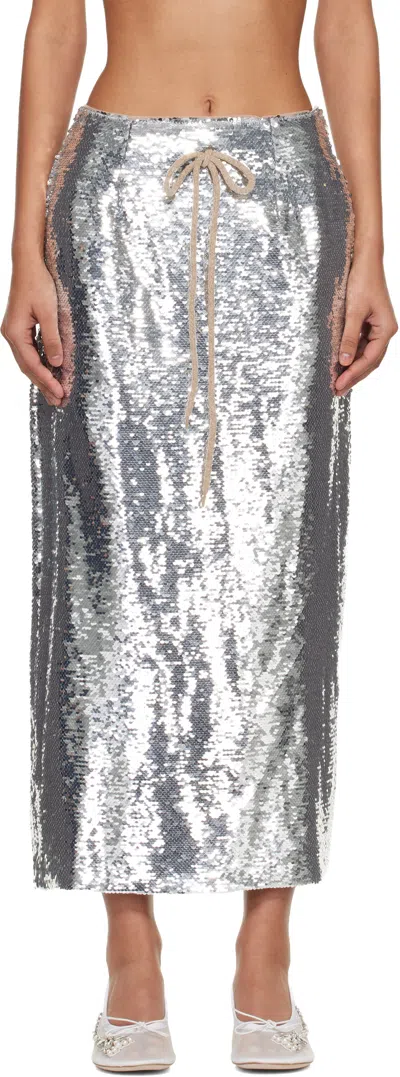 Simone Rocha Silver Column Pencil Midi Skirt