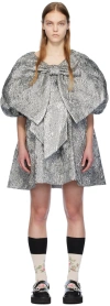 Simone Rocha Silver Double Bow Minidress In Silver