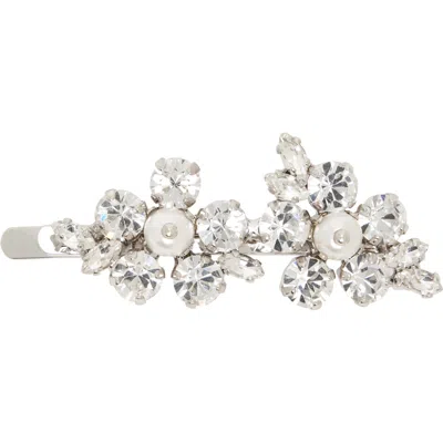 Simone Rocha Silver Mini Hellebore Flower Hair Clip In Pearl/crystal