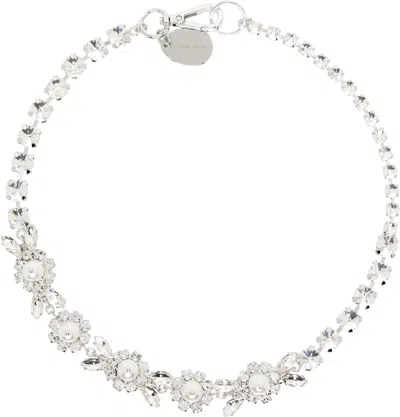 Simone Rocha Silver Pearl & Crystal Daisy Floret Necklace In Pearl/crystal