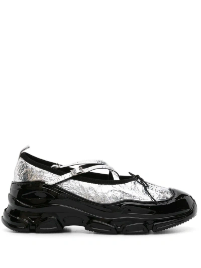 Simone Rocha Tracker Metallic Ballerina Trainers In Silver