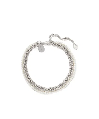 Simone Rocha Silver-tone Faux Pearl Necklace In Purple