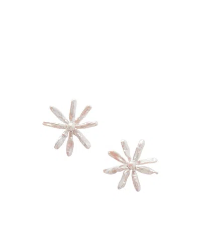 Simone Rocha Silver-tone Pearl Earrings In Pink