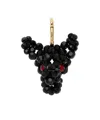 Simone Rocha Single Beaded Creature Trophy Head Earrings In Black