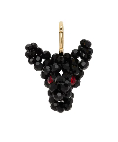 Simone Rocha Single Beaded Creature Trophy Head Earrings In Black