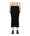 Simone Rocha Black Skinny Rib Frill Midi Skirt In Black