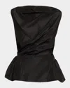 Simone Rocha Sleeveless Draped Peplum Top In Black