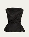 Simone Rocha Sleeveless Draped Peplum Top In Black