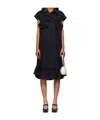 Simone Rocha Black Sleeveless Ruffle Bust Detail Midi Dress In Black