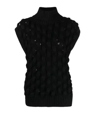 Simone Rocha Sleeveless Turtleneck Sweater In Black